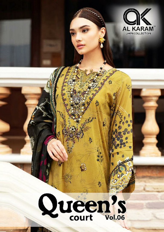 Al Karam Queens Court Vol-6 Wholesale Cambric Collection With Mal Mal Dupatta