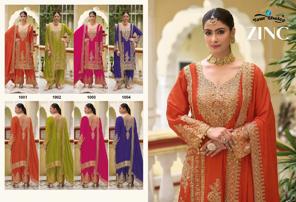 your choice zinc fullstitch pure chinon designer ladies suits