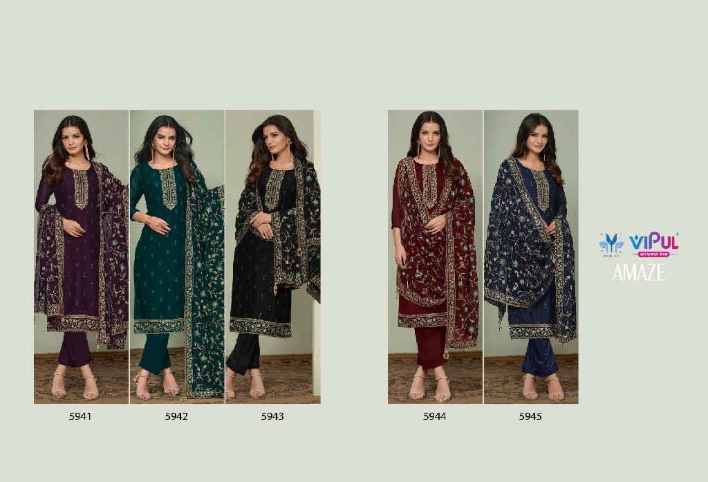 amaze by vipul unique designer silk georgette suits