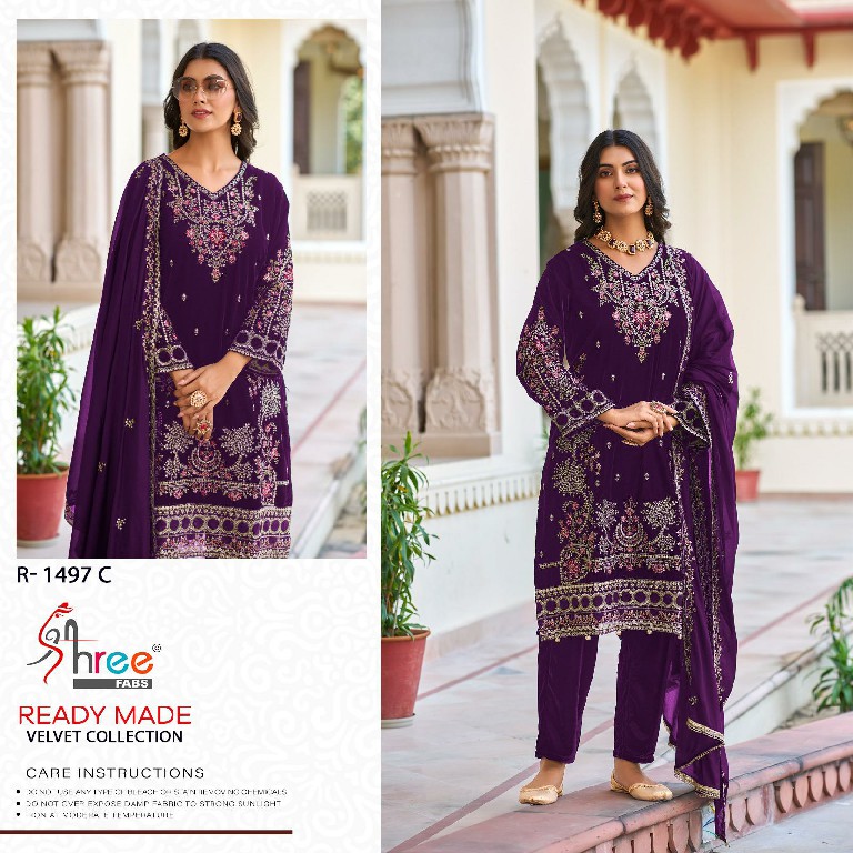 Shree Fabs R-1497 Wholesale 11000 Velvet  Readymade Indian Pakistani Suits