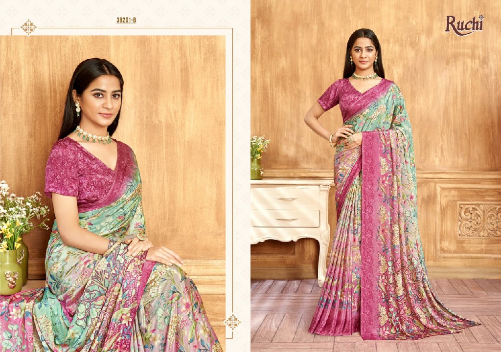 RUCHI VIVANTA SILK VOL 39 SILK CREPE PRINTED SARIS AT BEST RATE