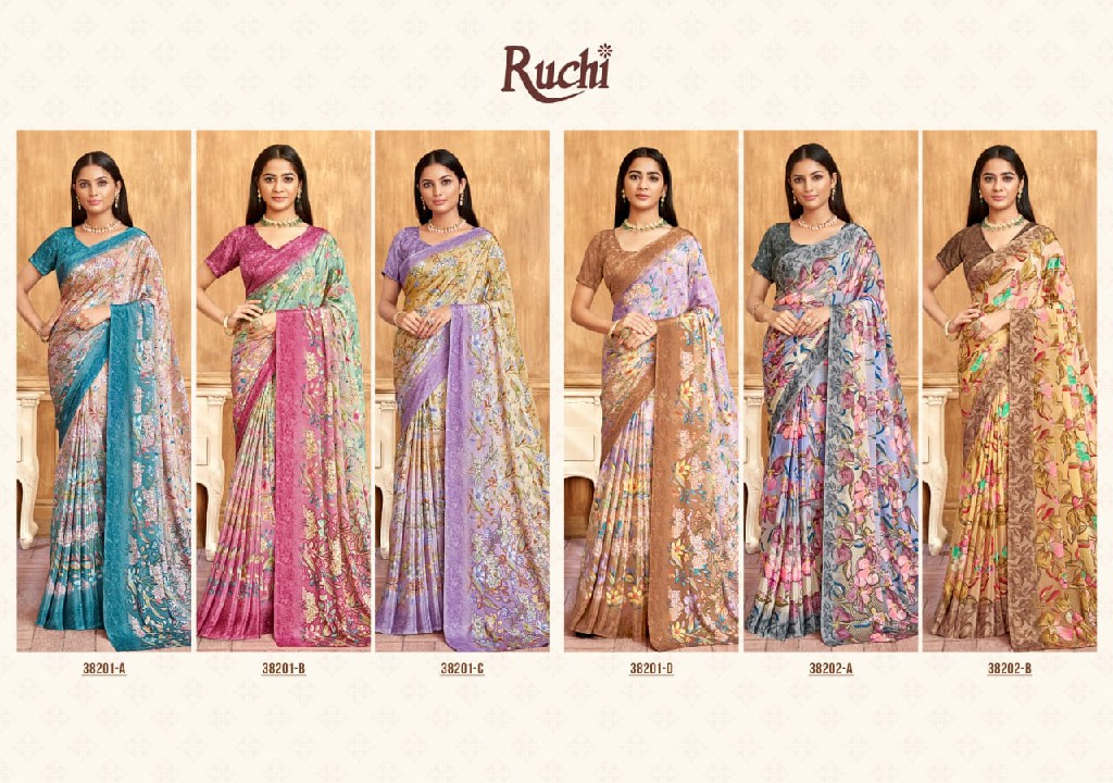 RUCHI VIVANTA SILK VOL 39 SILK CREPE PRINTED SARIS AT BEST RATE