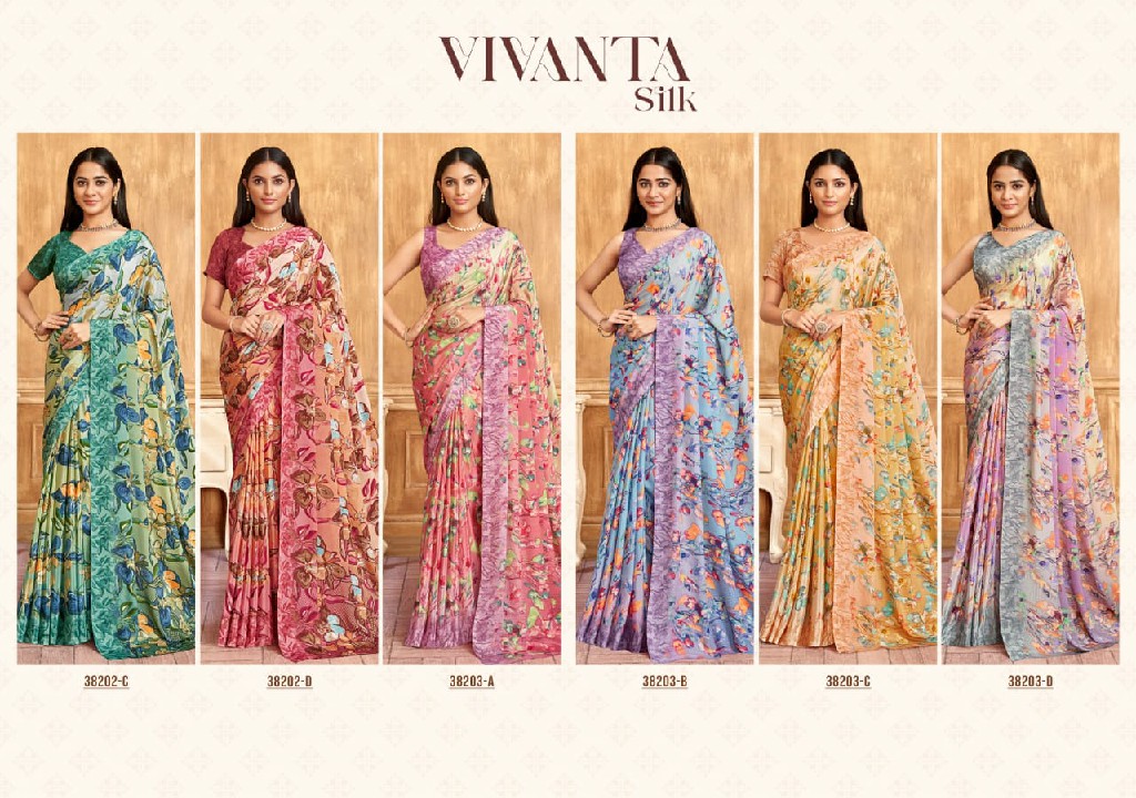 RUCHI VIVANTA SILK VOL 39 SILK CREPE PRINTED SARIS AT BEST RATE