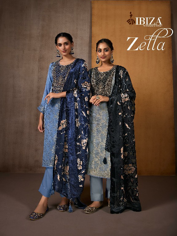 Ibiza Zeffa Wholesale Pure Morrocco Silk With Velvet Patch Winter Salwar Suits