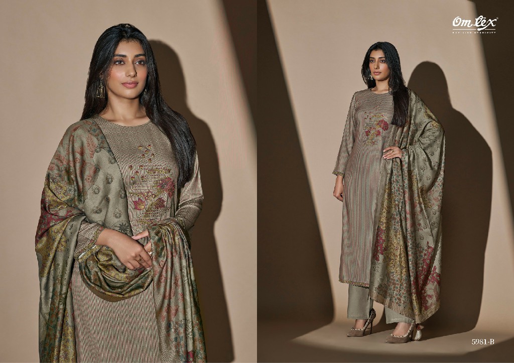 Omtex Porcia Wholesale Pure Pashmina With Embroidery Work Winter Suits