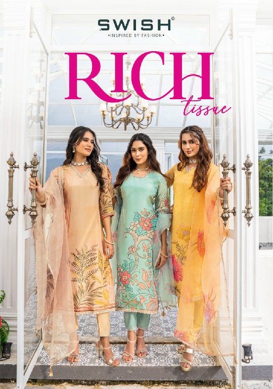 Swish Rich Tissue Wholesale Readymade Straight Cut Kurtis With Pant And Dupatta