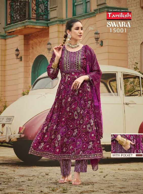 Taniksh Swara Vol-15 Wholesale Capsule Rayon Print With Work Kurtis With Pant And Dupatta