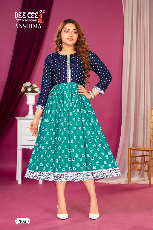 Dee Cee Anshima Wholesale Flared Long Kurtis Catalog