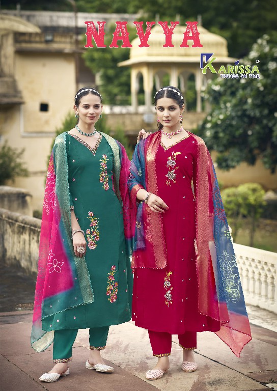 karissa navya viscose roman silk fullstitch ladies suits