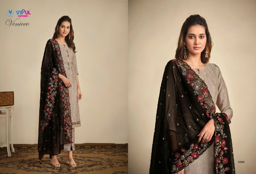 vipul fashion venicee embroidery work chinon ladies suits