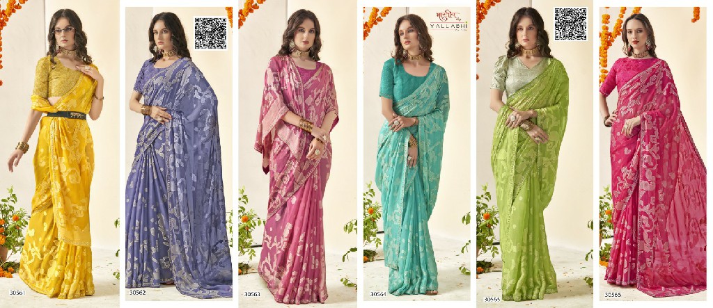 Vallabhi Agnira Vol-4 Wholesale Floral Print With Swaroski Work Sarees