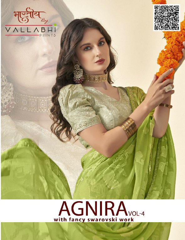 Vallabhi Agnira Vol-4 Wholesale Floral Print With Swaroski Work Sarees