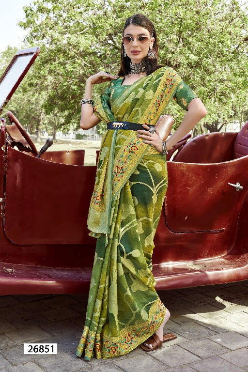 Vallabhi Harshika Wholesale Brasso Floral Print Fabrics Sarees