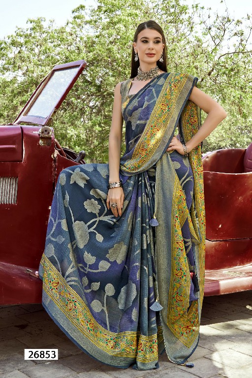 Vallabhi Harshika Wholesale Brasso Floral Print Fabrics Sarees