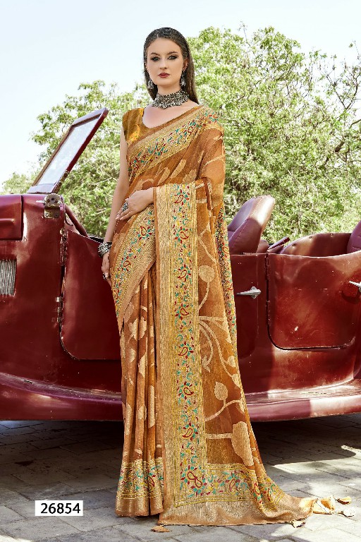 Vallabhi Harshika Wholesale Brasso Floral Print Fabrics Sarees