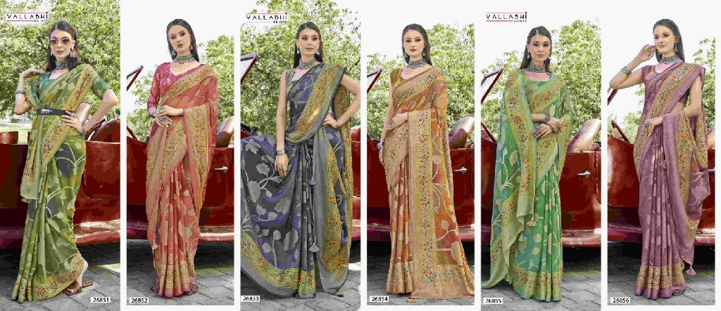 Vallabhi Harshika Wholesale Brasso Floral Print Fabrics Sarees