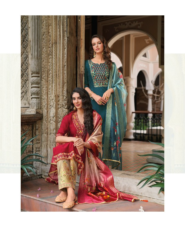 Lily And Lali Meenakari Vol-4 Wholesale Handwork And Embroidery Work Top With Pant And Dupatta