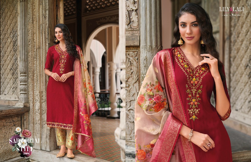 Lily And Lali Meenakari Vol-4 Wholesale Handwork And Embroidery Work Top With Pant And Dupatta