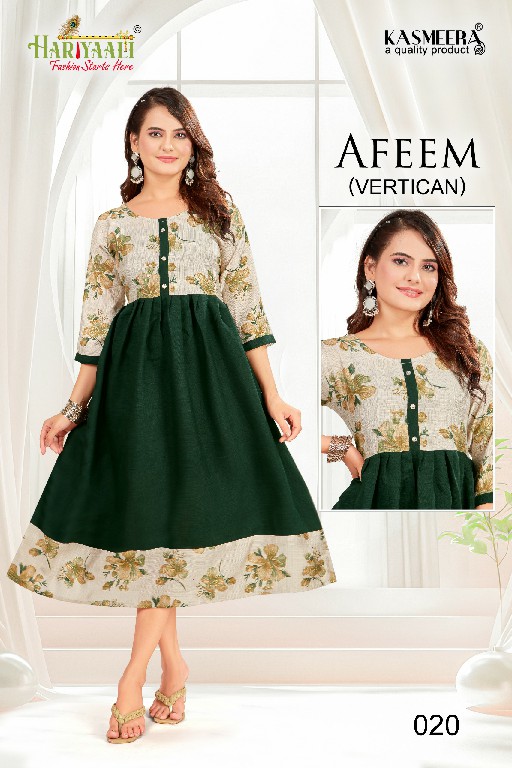 Hariyaali Afeem Vertican Wholesale Plain Flair Concept Kurtis Combo