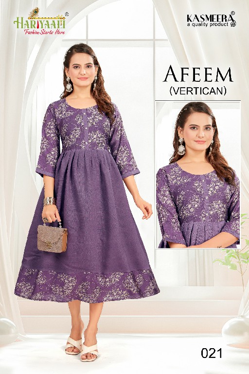 Hariyaali Afeem Vertican Wholesale Plain Flair Concept Kurtis Combo