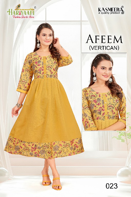 Hariyaali Afeem Vertican Wholesale Plain Flair Concept Kurtis Combo