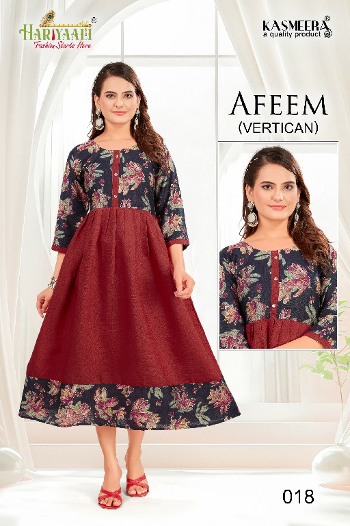 Hariyaali Afeem Vertican Wholesale Plain Flair Concept Kurtis Combo