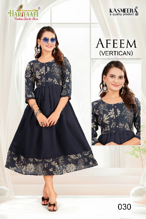 Hariyaali Afeem Vertican Wholesale Plain Flair Concept Kurtis Combo