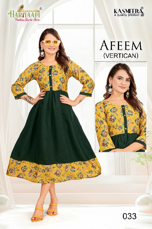 Hariyaali Afeem Vertican Wholesale Plain Flair Concept Kurtis Combo