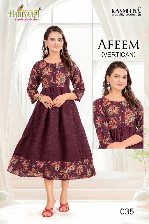 Hariyaali Afeem Vertican Wholesale Plain Flair Concept Kurtis Combo