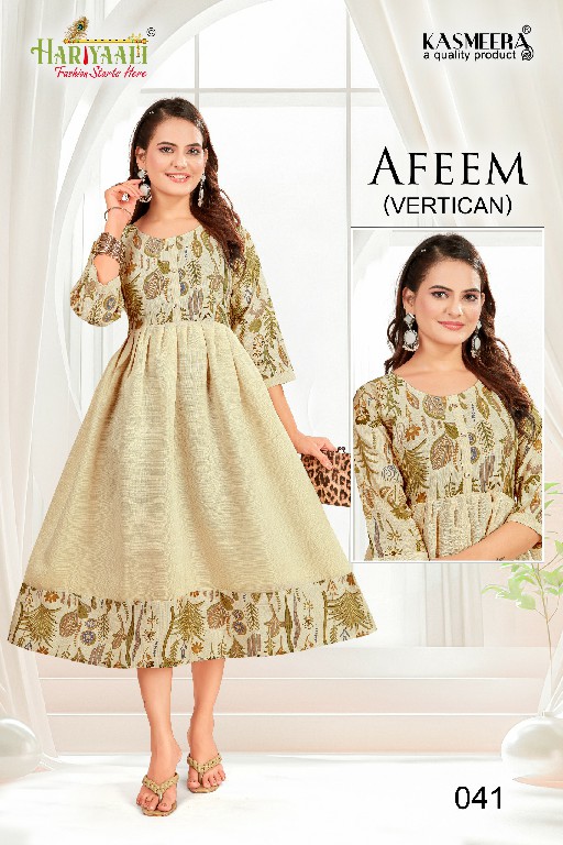 Hariyaali Afeem Vertican Wholesale Plain Flair Concept Kurtis Combo