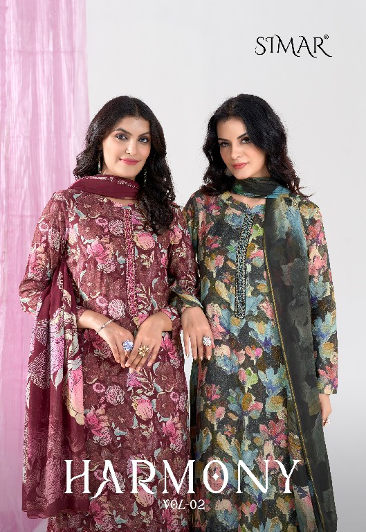 Glossy Simar Harmony Vol-2 Wholesale Pure Lea Silk With Embroidery Work Suits
