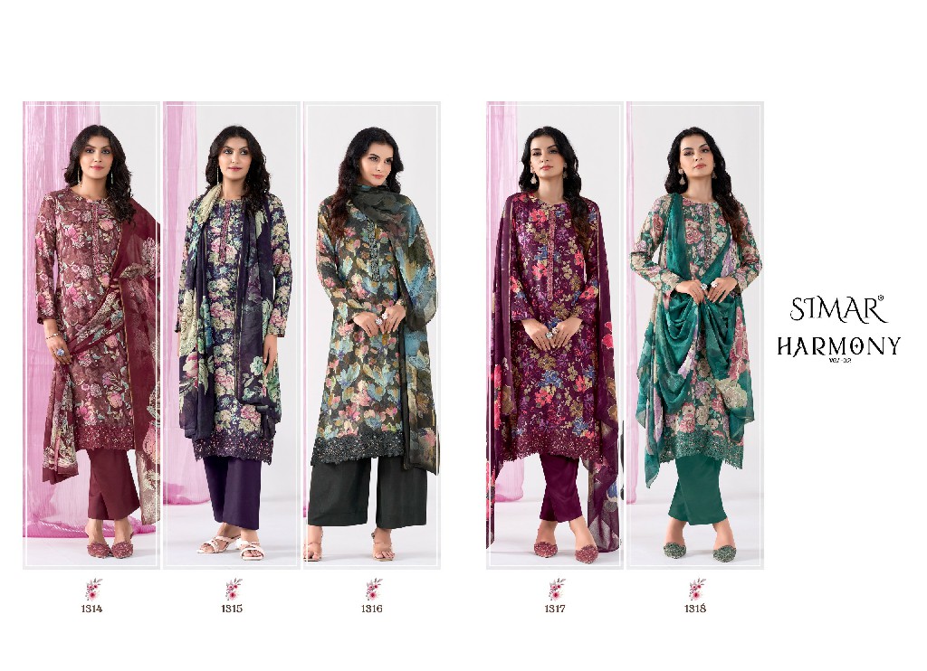 Glossy Simar Harmony Vol-2 Wholesale Pure Lea Silk With Embroidery Work Suits