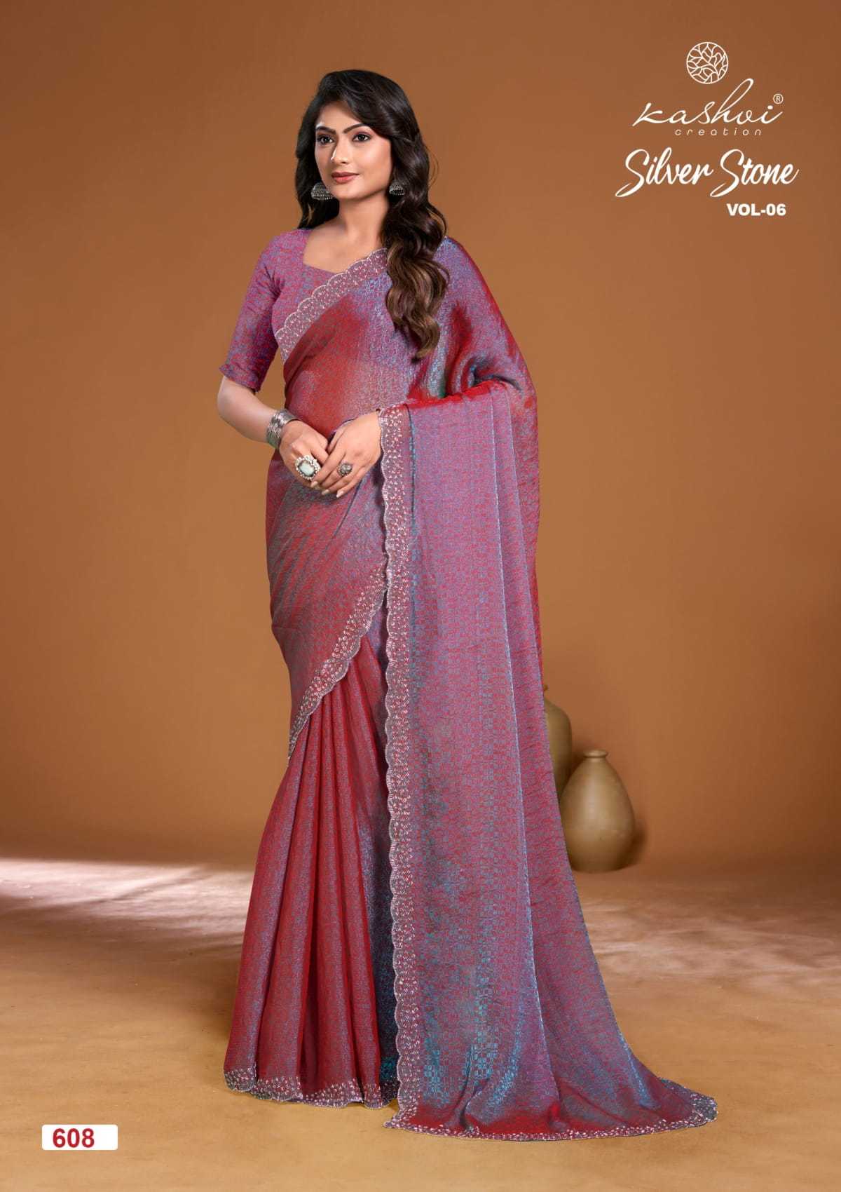 silver stone vol 6 by kashvi creation malai silk regular wear saree exports