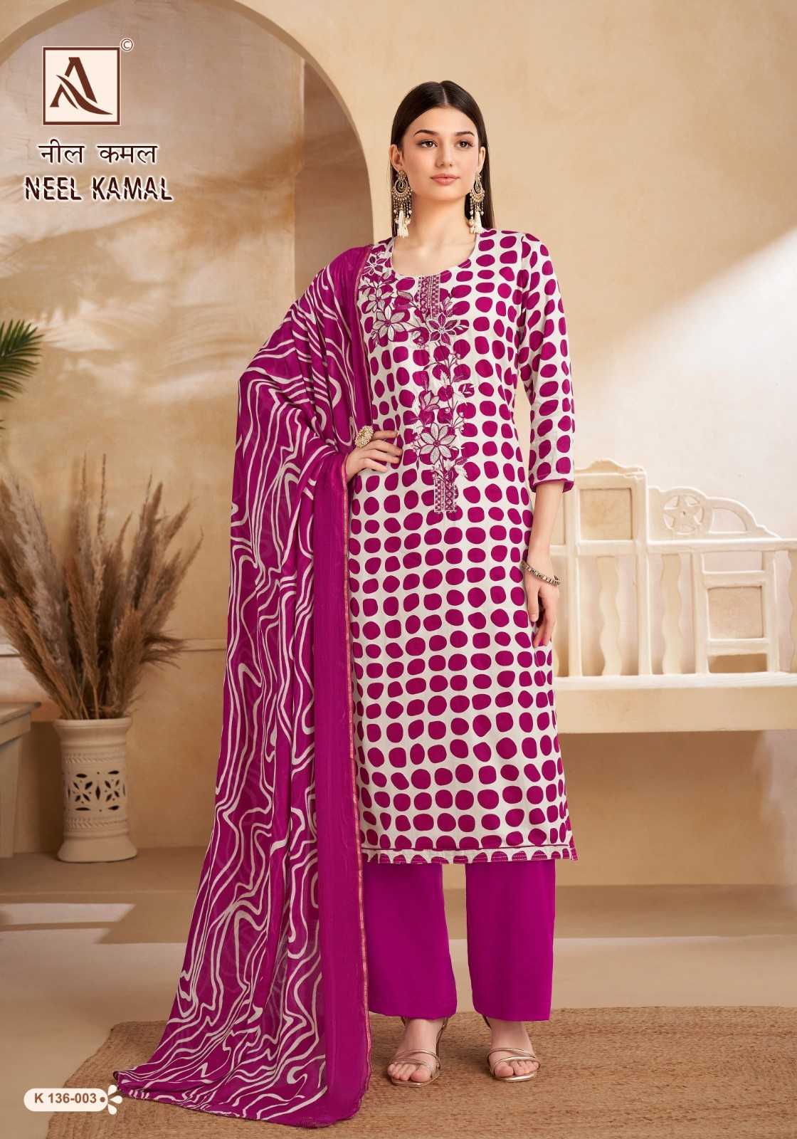 alok suits neel kamal zam print designer embroidery 3pcs suits