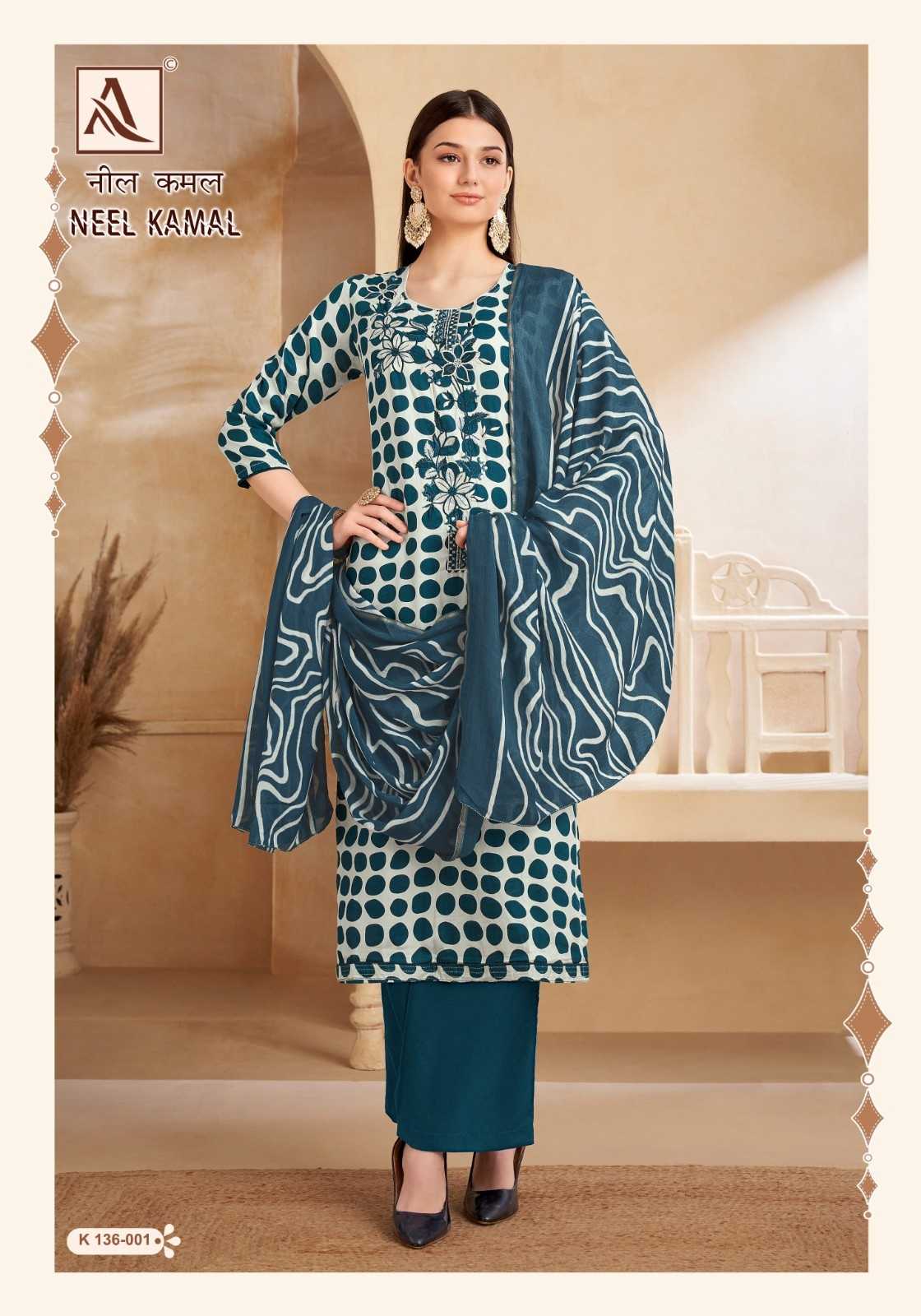 alok suits neel kamal zam print designer embroidery 3pcs suits
