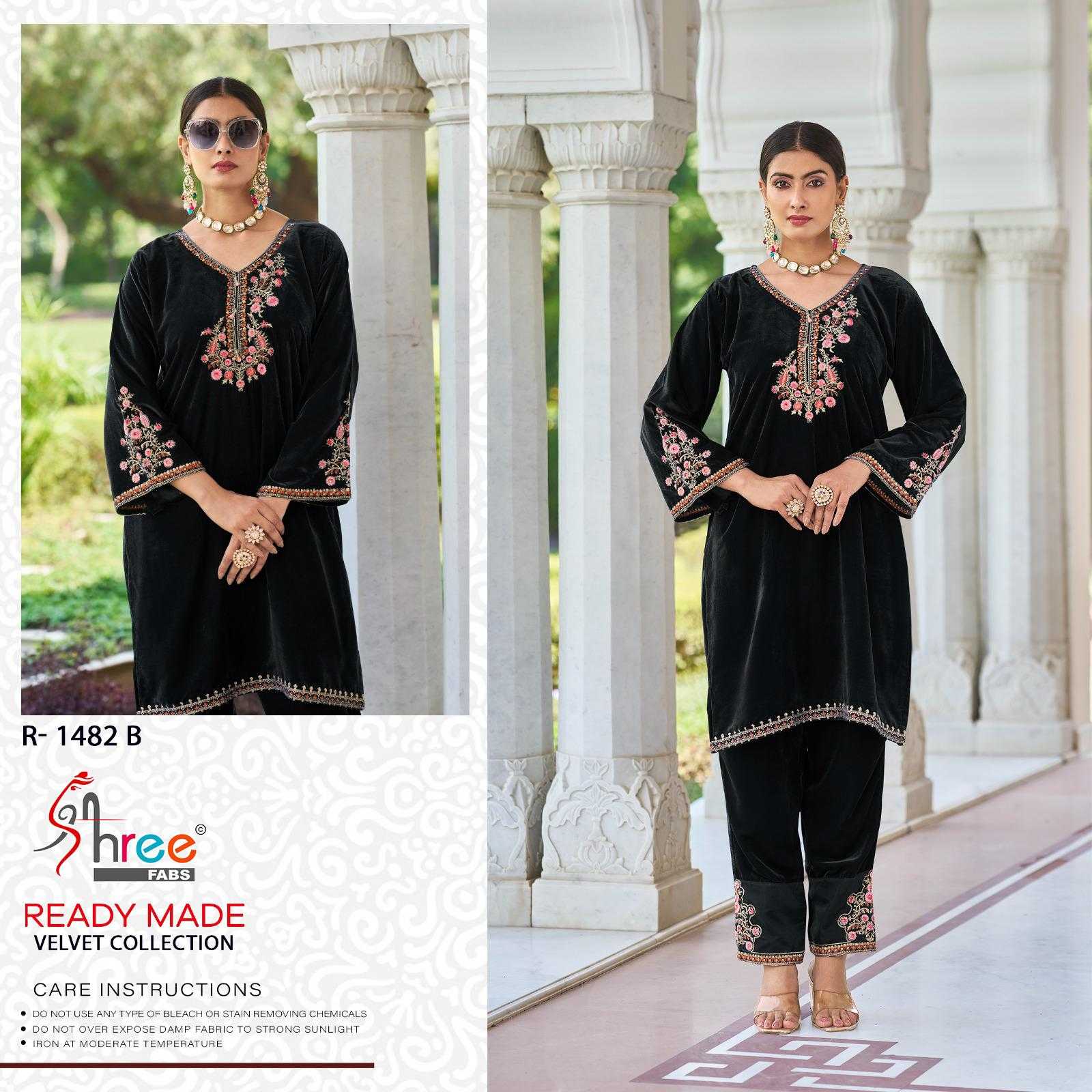 shree fabs R-1482 velvet designer winter wear readymade kurti with pant