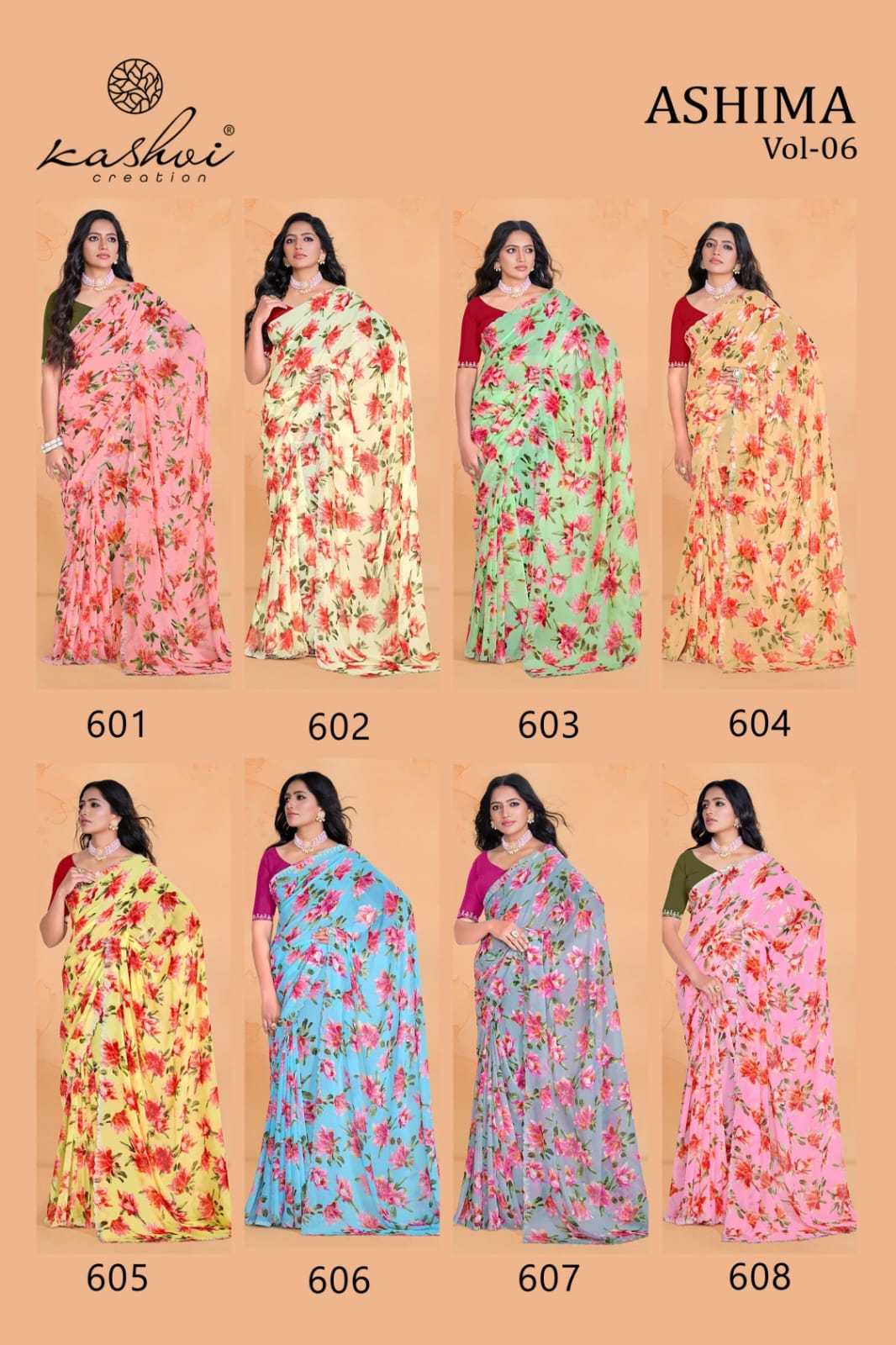 kashvi creation ashima vol 6 unique georgette saree collection