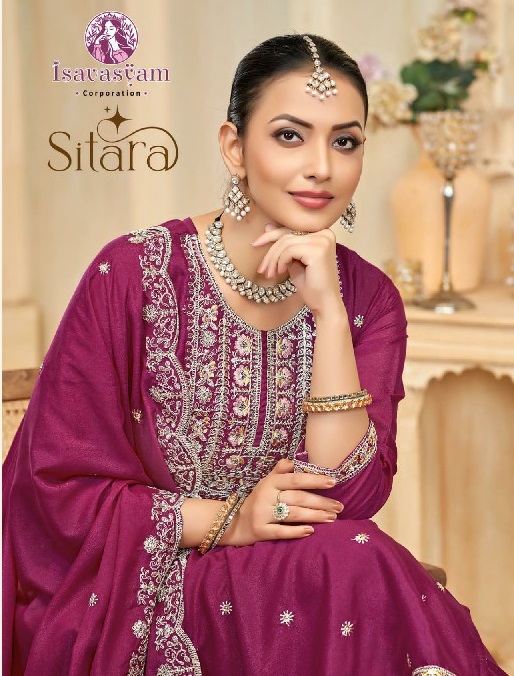 isavasyam sitara georgette shimmer readymade plus size 3pcs dress