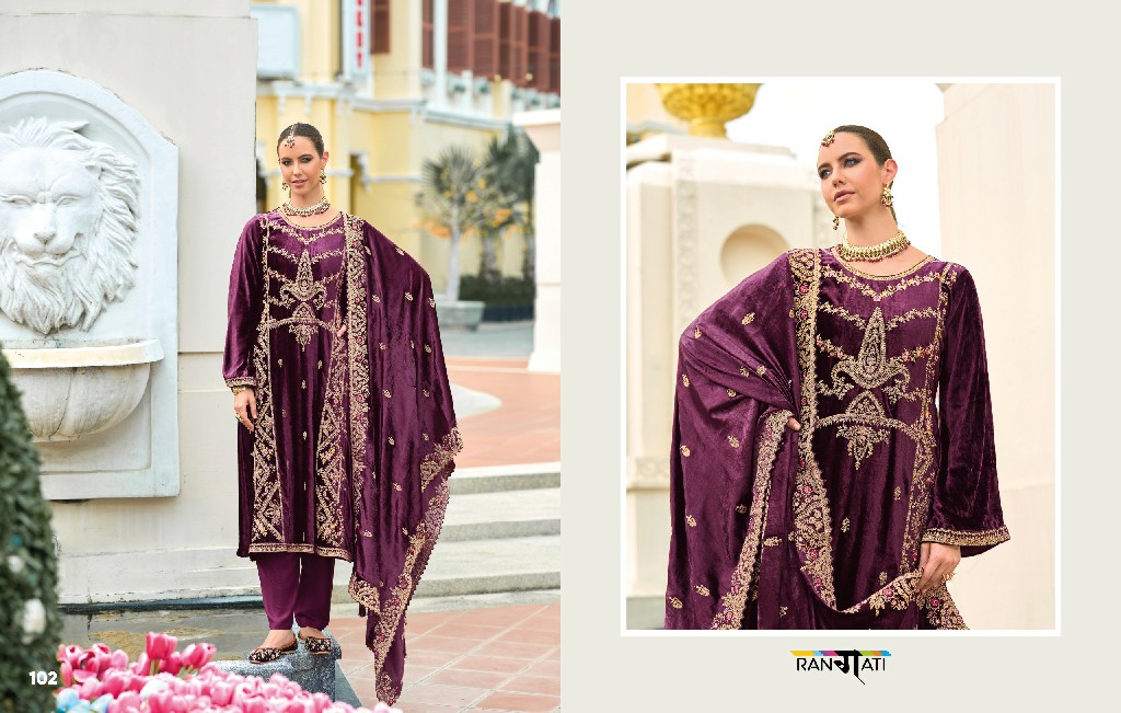 rangati prints cartel viscose velvet embroidery winter collection suits