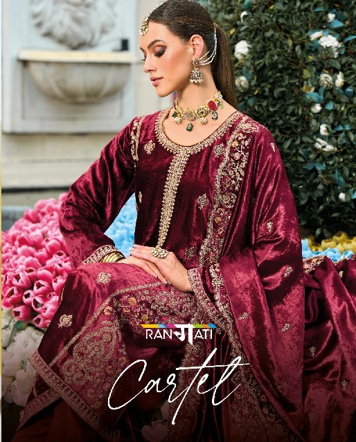 rangati prints cartel viscose velvet embroidery winter collection suits