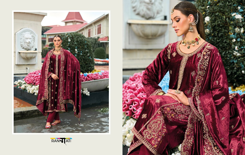 rangati prints cartel viscose velvet embroidery winter collection suits