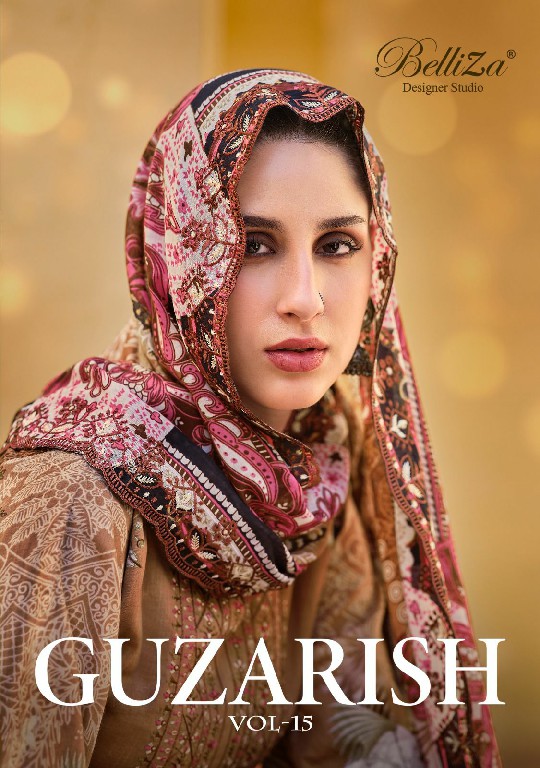 guzarish vol 15 by belliza designer cotton pakistani embroidery 3pcs dress