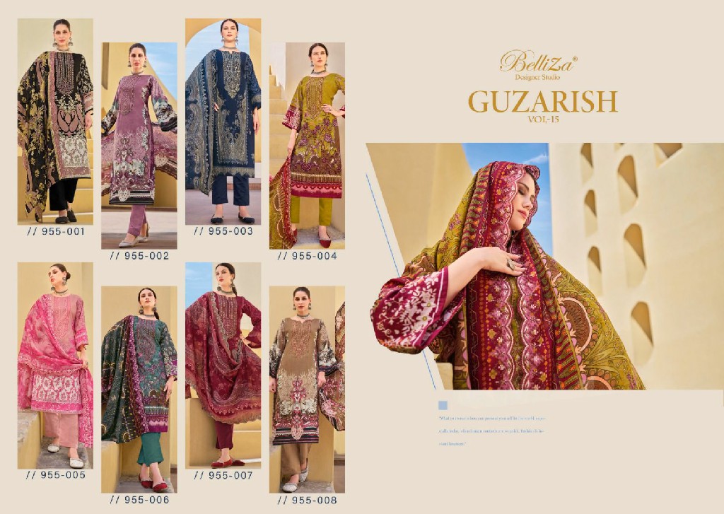 guzarish vol 15 by belliza designer cotton pakistani embroidery 3pcs dress