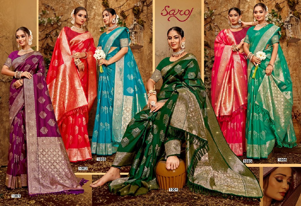 Saroj Dulhan Silk Saroski Vol-10 Wholesale Silk With Heavy Saroski Work Sarees