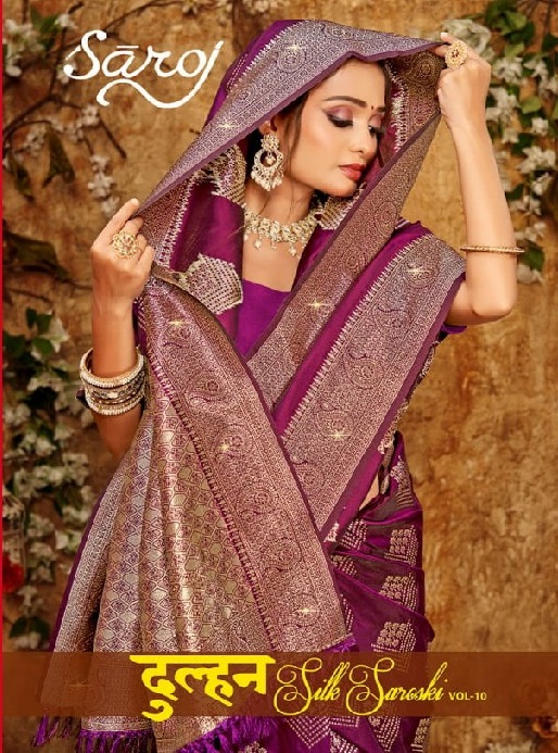 Saroj Dulhan Silk Saroski Vol-10 Wholesale Silk With Heavy Saroski Work Sarees