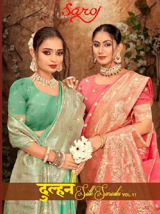 Saroj Dulhan Silk Saroski Vol-11 Wholesale Silk With Heavy Saroski Work Sarees