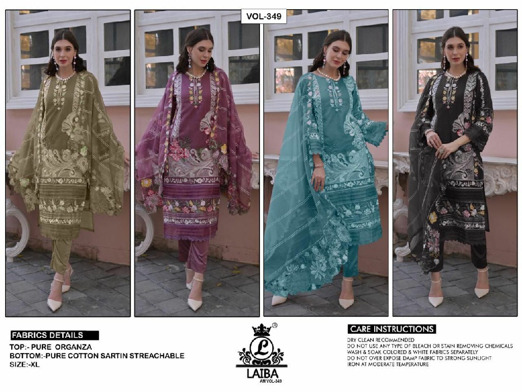 Laiba Am Vol-349 Wholesale Pure Organza Kurtis With Pant And Dupatta