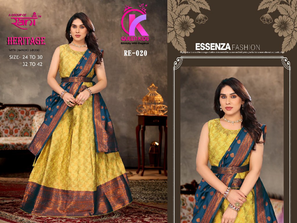 Queen Kids heritage vol 1 full stitch designer half saree kids pattu lehenga choli