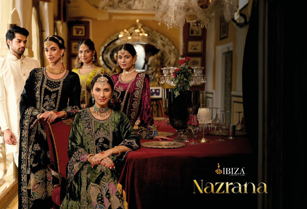 ibiza nazrana viscose velvet winter special pakistani suit supplier