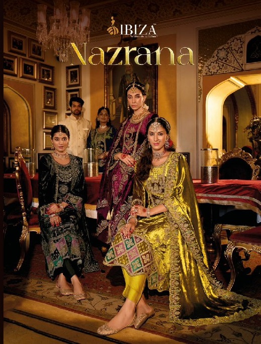 ibiza nazrana viscose velvet winter special pakistani suit supplier